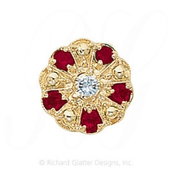 GS093 D/R - 14 Karat Gold Slide with Diamond center and Ruby accents 